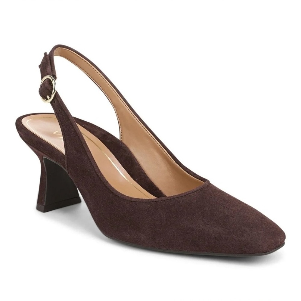 Vionic Wms Perris Elegant Slingback Heels Cafe Noir Brown Suede Size 8 NEW! $150